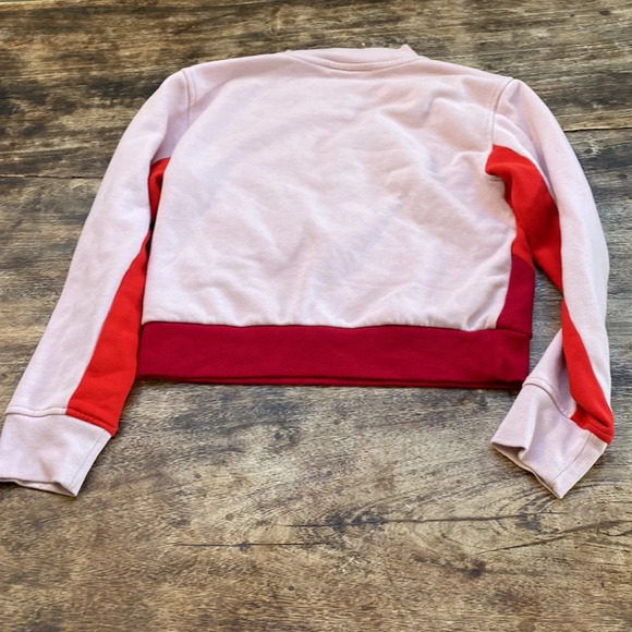 Champion chevron striped mock turtleneck sweatshirt pink orange crop size xs - Picture 4 of 9